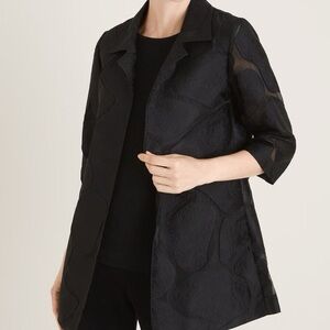 Chico's Black Textured Trench Coat